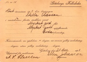 Stellas betyg i första klass